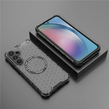 Coque MagSafe pour Samsung Galaxy A55 5G A556, Techsuit, HoneyComb Shield, Noire
