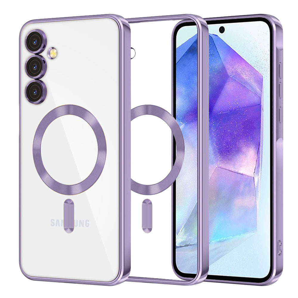MagSafe-Hülle für Samsung Galaxy A55 5G A556, Techsuit, Luxury Crystal, Hellviolett