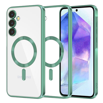 Coque MagSafe pour Samsung Galaxy A55 5G A556, Techsuit, Luxury Crystal, Vert Clair