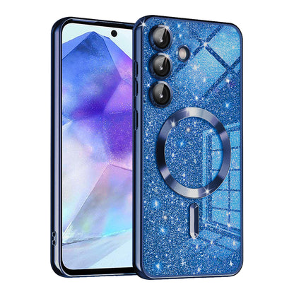 MagSafe-hoesje voor Samsung Galaxy A55 5G A556, Techsuit, Luxury Glitter, Donkerblauw