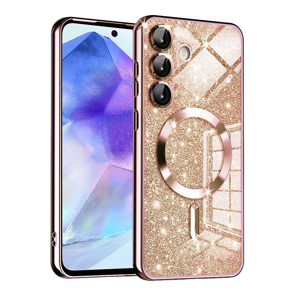 MagSafe-hoesje voor Samsung Galaxy A55 5G A556, Techsuit, Luxury Glitter, Roze Goud