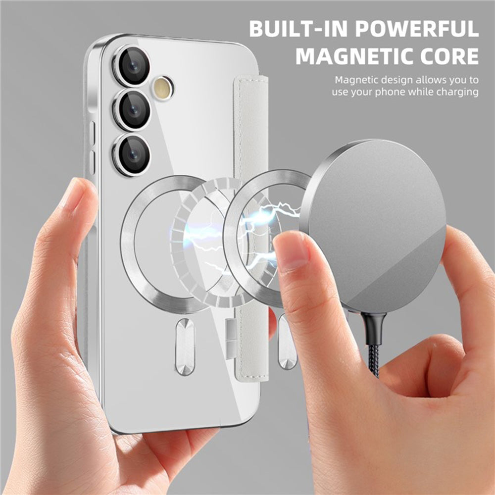 MagSafe-Hülle für Samsung Galaxy A55 5G A556, Techsuit, SmartMag Book, Grau