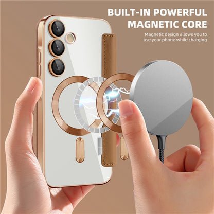 Coque MagSafe pour Samsung Galaxy A55 5G A556, Techsuit, SmartMag Book, Marron