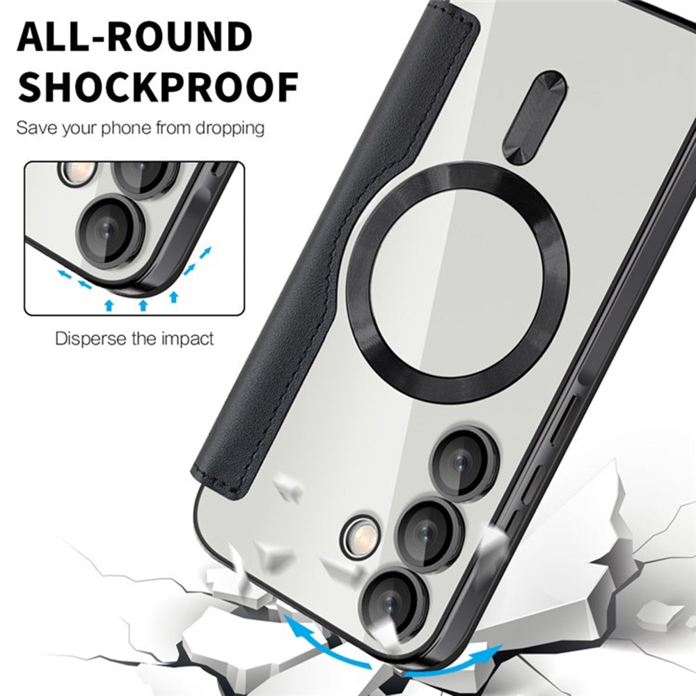 MagSafe-Hülle für Samsung Galaxy A55 5G A556, Techsuit, SmartMag Book, Schwarz