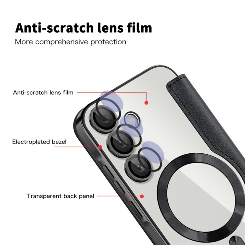 MagSafe-Hülle für Samsung Galaxy A55 5G A556, Techsuit, SmartMag Book, Schwarz