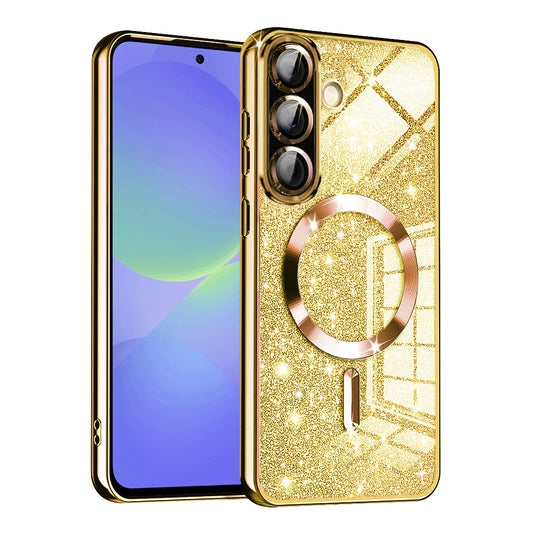 Coque MagSafe pour Samsung Galaxy A56 A566 / A36 A366, Techsuit, Luxury Glitter, Dorée