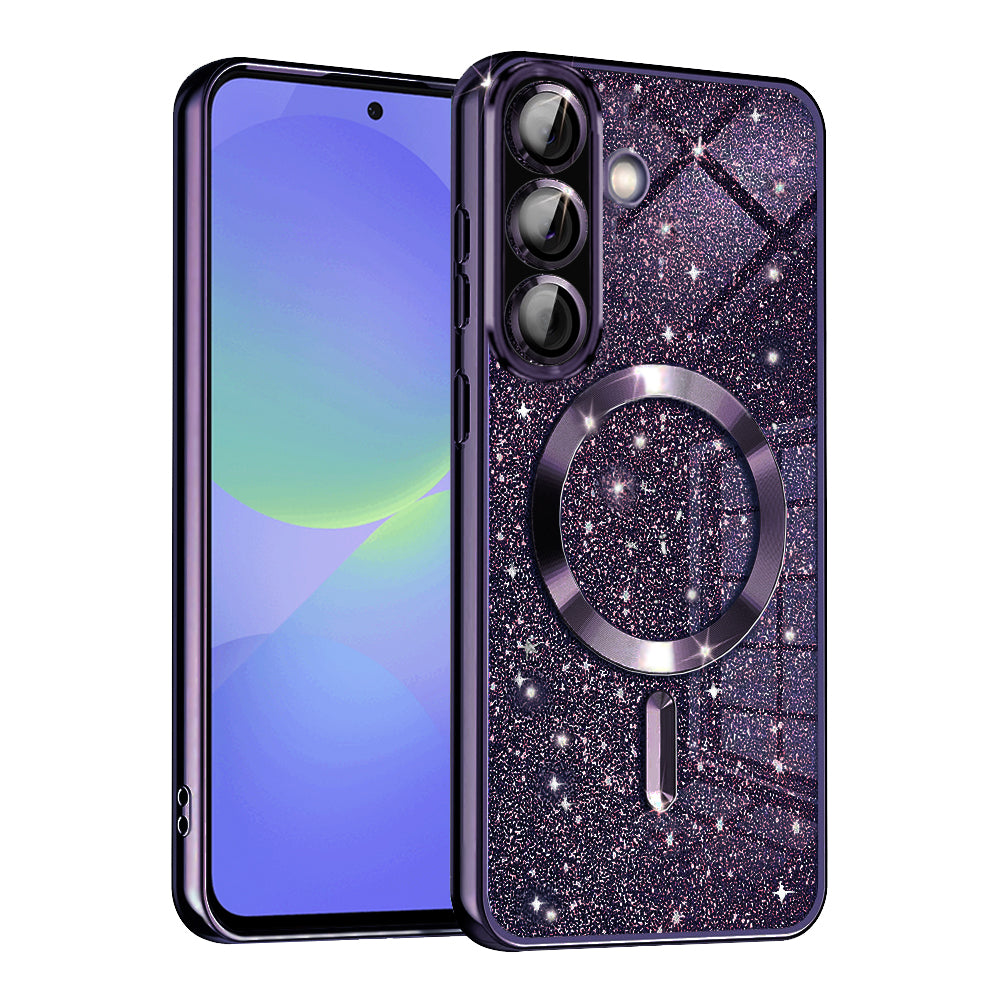 MagSafe-Hülle für Samsung Galaxy A56 A566 / A36 A366, Techsuit, Luxury Glitter, Dunkellila