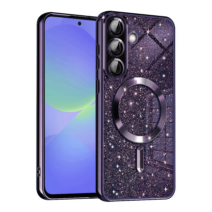 MagSafe-Hülle für Samsung Galaxy A56 A566 / A36 A366, Techsuit, Luxury Glitter, Dunkellila
