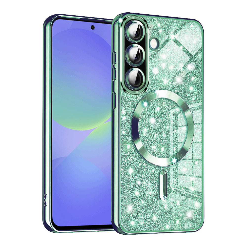 Coque MagSafe pour Samsung Galaxy A56 A566 / A36 A366, Techsuit, Luxury Glitter, Vert Clair