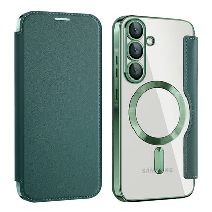 Coque MagSafe pour Samsung Galaxy A56 A566, Techsuit, SmartMag Book, Vert