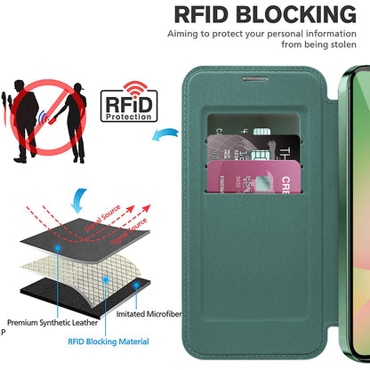 Coque MagSafe pour Samsung Galaxy A56 A566, Techsuit, SmartMag Book, Vert
