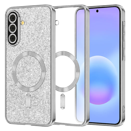 MagSafe-hoesje voor Samsung Galaxy A57 5G, Techsuit, Luxury Glitter, Zilver