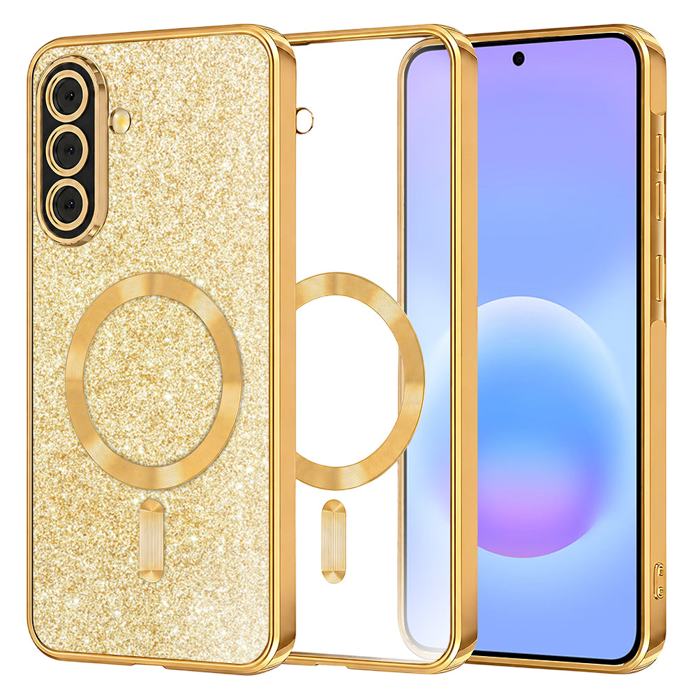 MagSafe-hoesje voor Samsung Galaxy A57 5G, Techsuit, Luxury Glitter, Goudkleurig