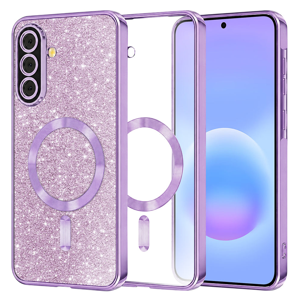 MagSafe-hoesje voor Samsung Galaxy A57 5G, Techsuit, Luxury Glitter, Lichtpaars