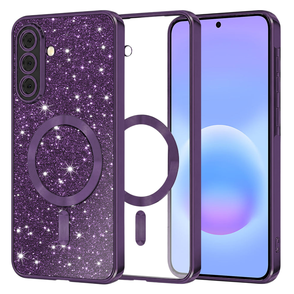 MagSafe-hoesje voor Samsung Galaxy A57 5G, Techsuit, Luxury Glitter, Donkerpaars