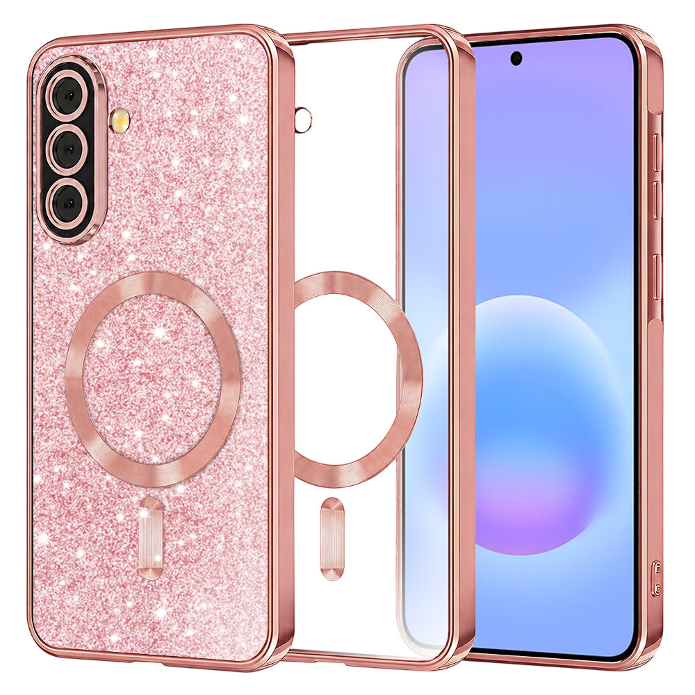 Coque MagSafe pour Samsung Galaxy A57 5G, Techsuit, Luxury Glitter, Rose Doré