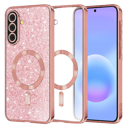 Coque MagSafe pour Samsung Galaxy A57 5G, Techsuit, Luxury Glitter, Rose Doré
