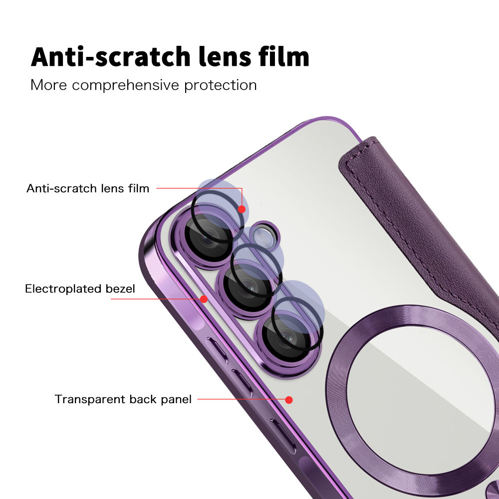 MagSafe hoesje voor Samsung Galaxy A57 5G, Techsuit, SmartMag Book, Paars