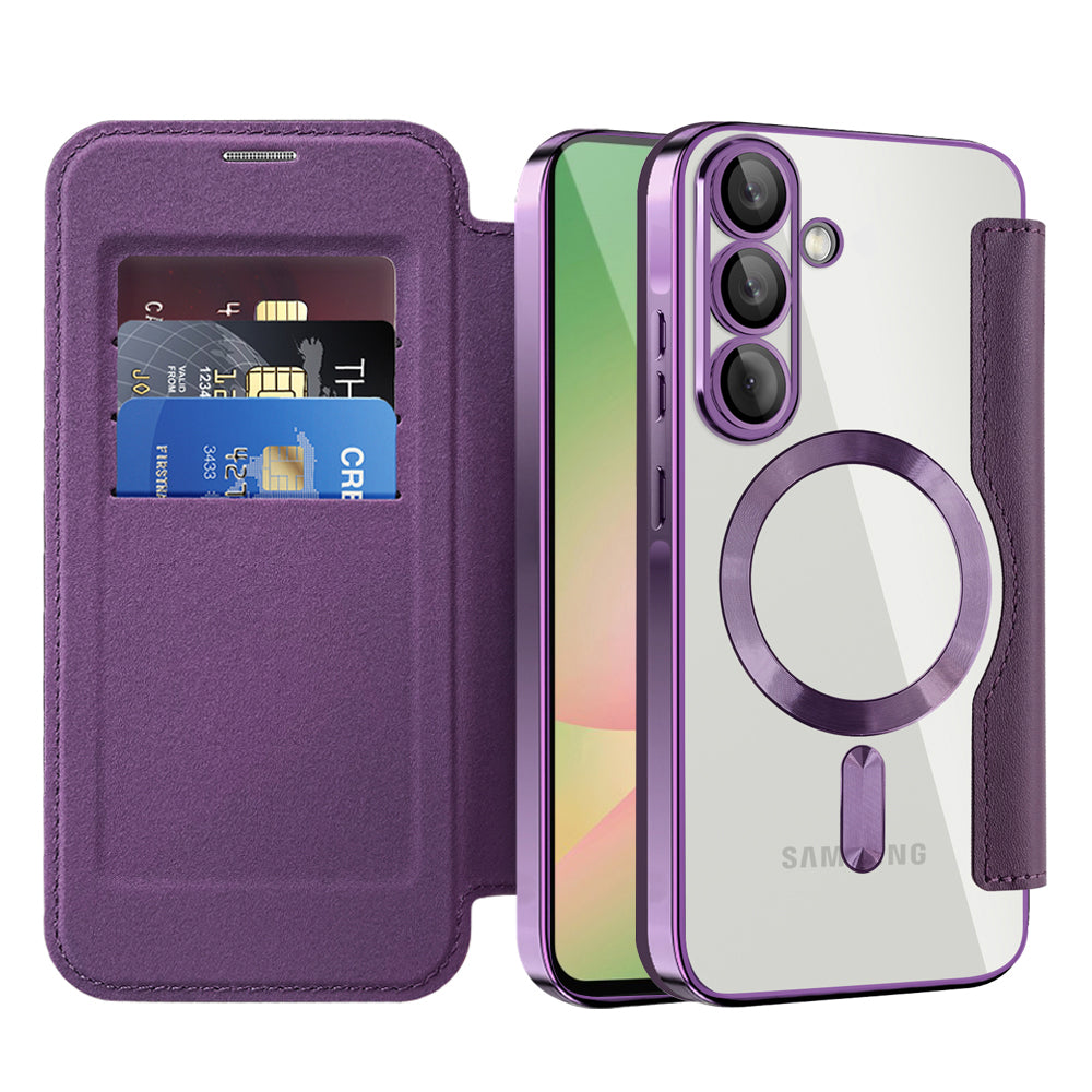 MagSafe hoesje voor Samsung Galaxy A57 5G, Techsuit, SmartMag Book, Paars