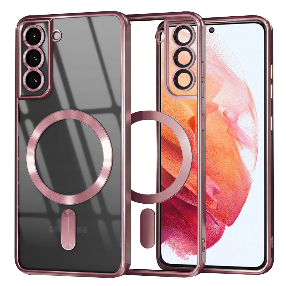 Coque MagSafe pour Samsung Galaxy S21 5G G991, Techsuit, Luxury Crystal, Rose