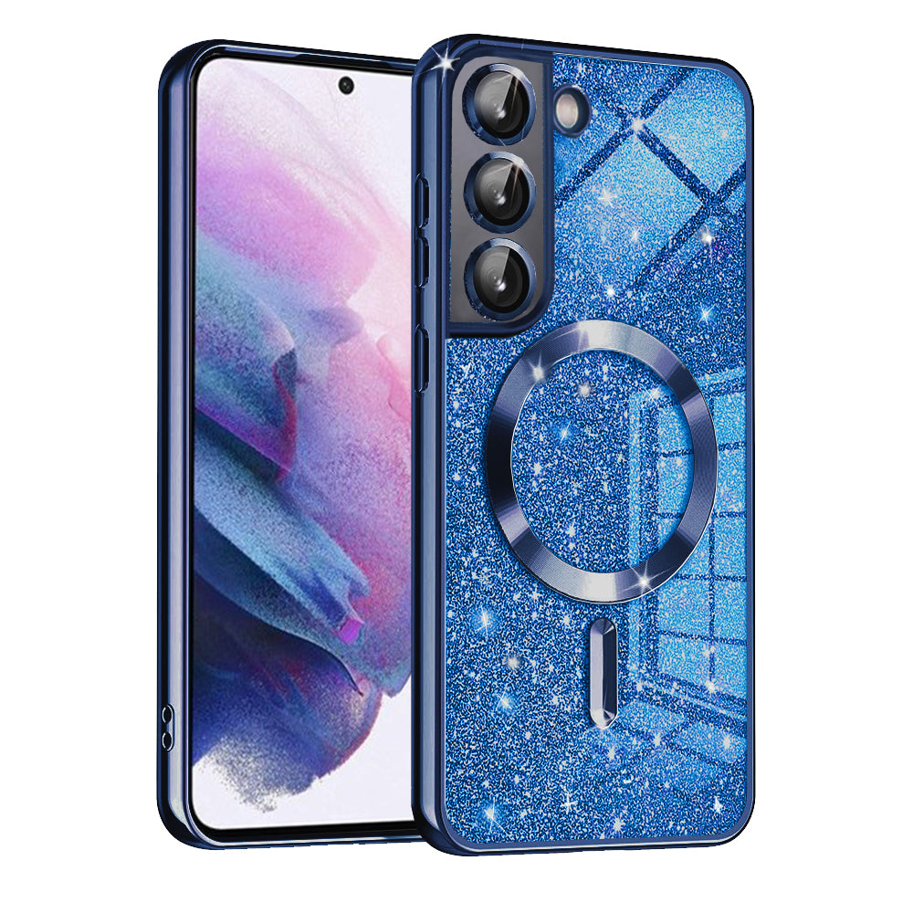 MagSafe-Hülle für Samsung Galaxy S21 5G G991, Techsuit, Luxury Glitter, Dunkelblau