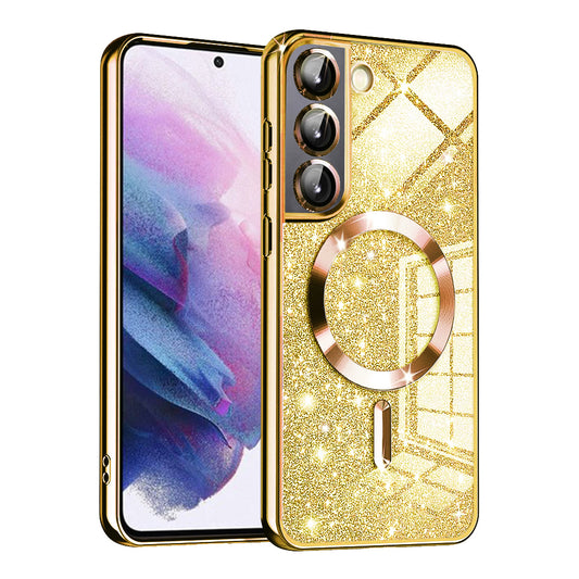 MagSafe-Hülle für Samsung Galaxy S21 5G G991, Techsuit, Luxury Glitter, Gold