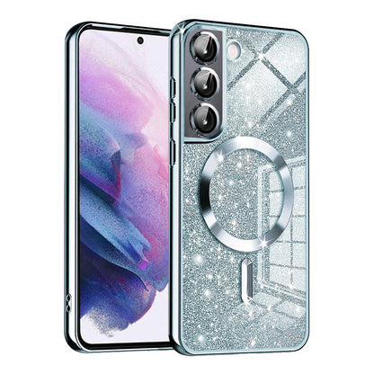 MagSafe Case for Samsung Galaxy S21 5G G991, Techsuit, Luxury Glitter, Blue