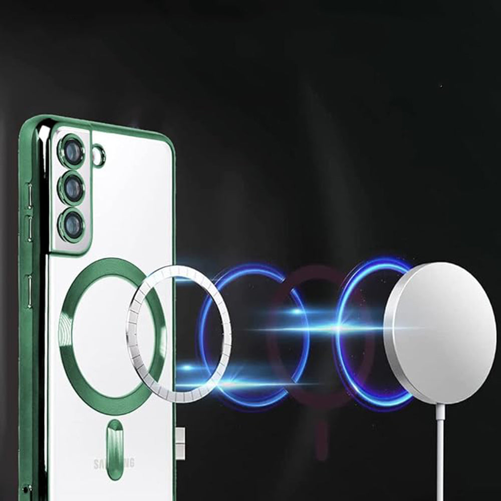 MagSafe-Hülle für Samsung Galaxy S21 FE 5G G990, Techsuit, Luxury Crystal, Dunkelblau