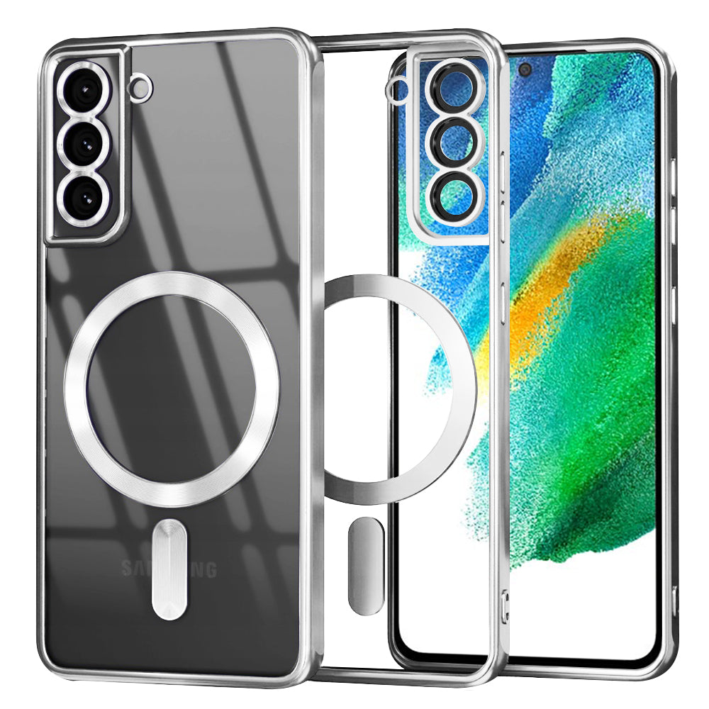 Coque MagSafe pour Samsung Galaxy S21 FE 5G G990, Techsuit, Luxury Crystal, Argentée