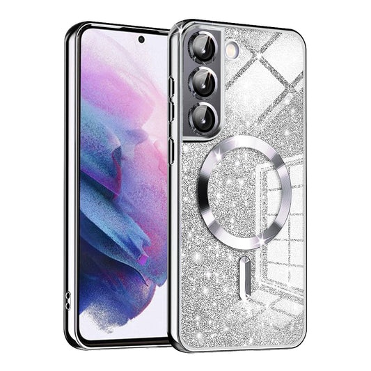 MagSafe-hoesje voor Samsung Galaxy S21 FE 5G G990, Techsuit, Luxury Glitter, Zilver
