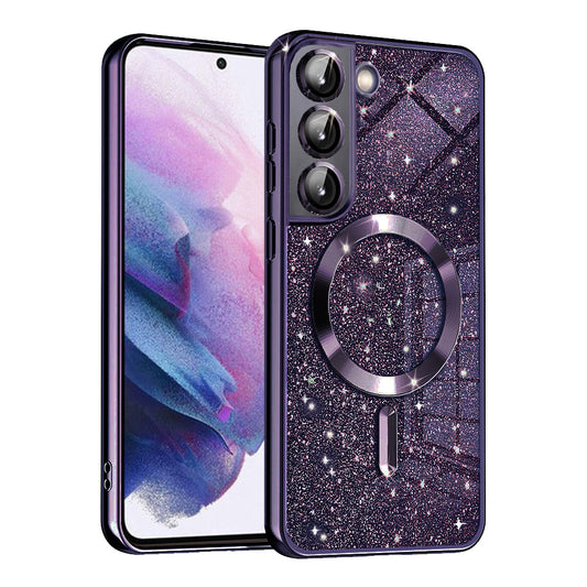 MagSafe-hoesje voor Samsung Galaxy S21 FE 5G G990, Techsuit, Luxury Glitter, Donkerpaars