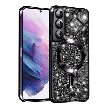 Coque MagSafe pour Samsung Galaxy S21 FE 5G G990, Techsuit, Luxury Glitter, Noire