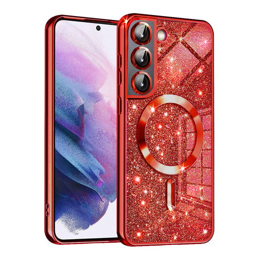 MagSafe-hoesje voor Samsung Galaxy S21 FE 5G G990, Techsuit, Luxury Glitter, Rood