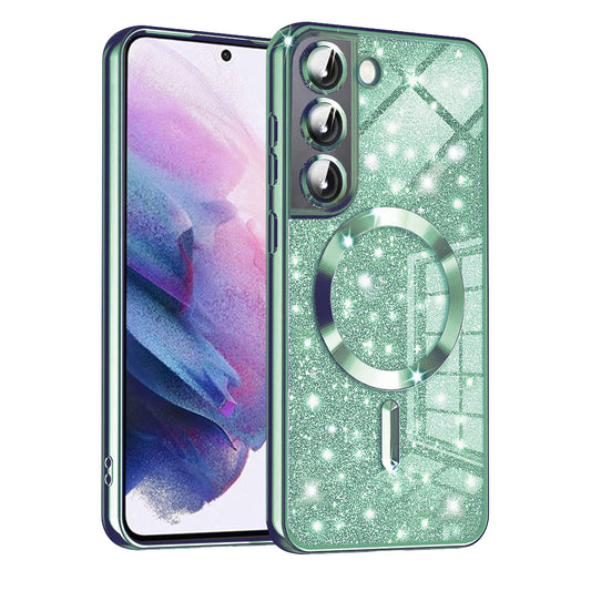 MagSafe-hoesje voor Samsung Galaxy S21 FE 5G G990, Techsuit, Luxury Glitter, Lichtgroen