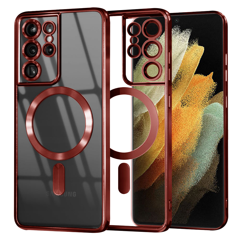 MagSafe-hoes voor Samsung Galaxy S21 Ultra 5G G998, Techsuit, Luxury Crystal, Rood