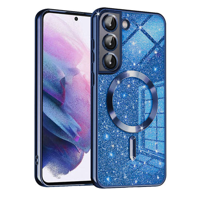 MagSafe-Hülle für Samsung Galaxy S22 5G S901, Techsuit, Luxury Glitter, Dunkelblau
