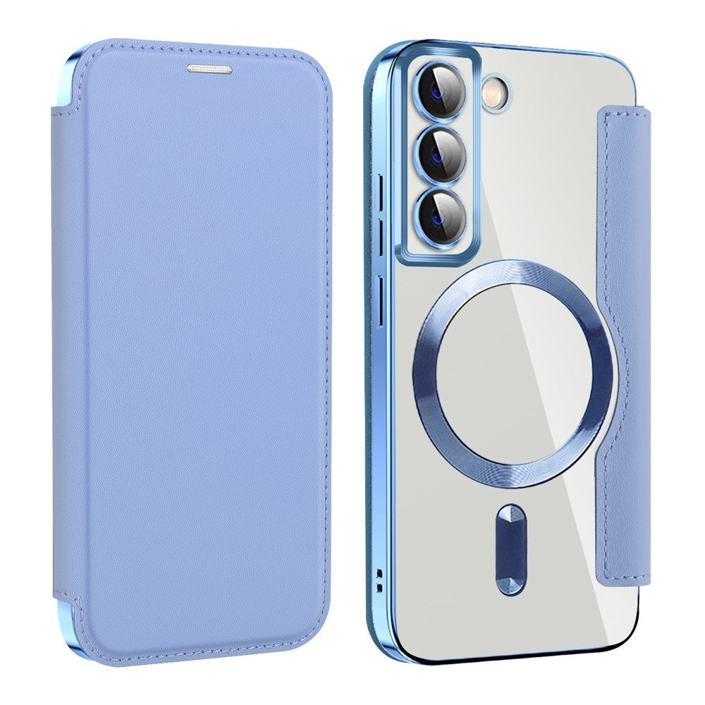 Coque MagSafe pour Samsung Galaxy S22 5G S901, Techsuit, SmartMag Book, Bleu