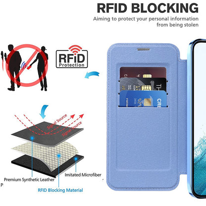 Coque MagSafe pour Samsung Galaxy S22 5G S901, Techsuit, SmartMag Book, Bleu