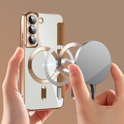 MagSafe-hoes voor Samsung Galaxy S22 5G S901, Techsuit, SmartMag Book, Bruin