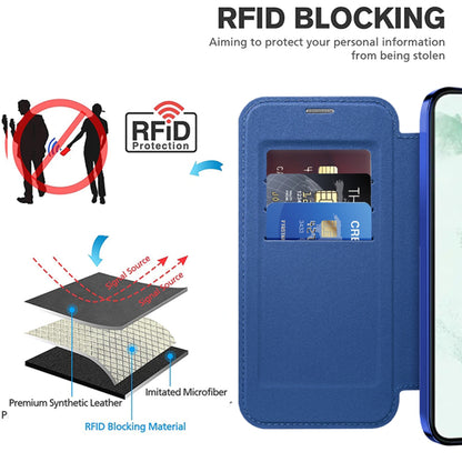 Coque MagSafe pour Samsung Galaxy S22+ 5G S906, Techsuit, SmartMag Book, Bleue