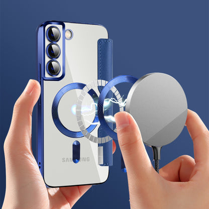 Coque MagSafe pour Samsung Galaxy S22+ 5G S906, Techsuit, SmartMag Book, Bleue