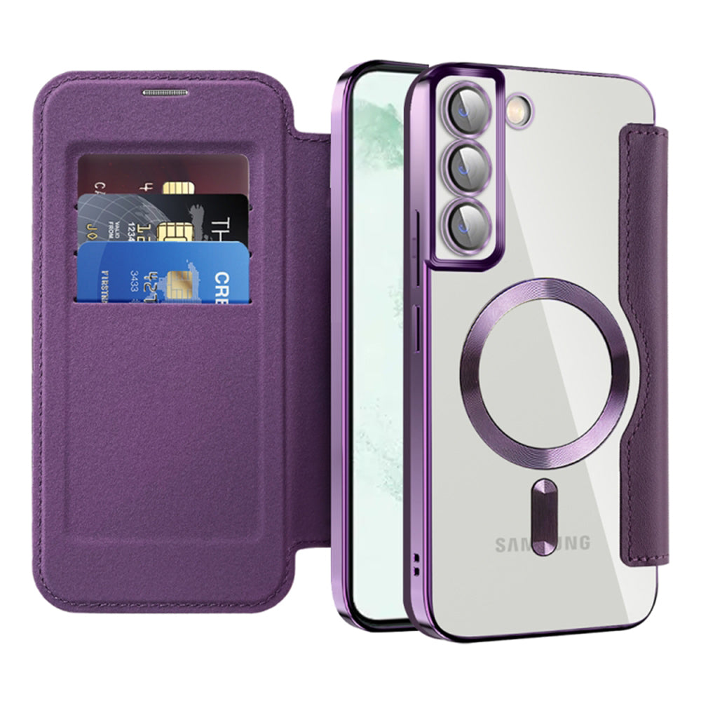 Coque MagSafe pour Samsung Galaxy S22+ 5G S906, Techsuit, SmartMag Book, Violet