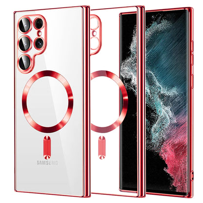 MagSafe-hoes voor Samsung Galaxy S22 Ultra 5G S908, Techsuit, Luxury Crystal, Rood