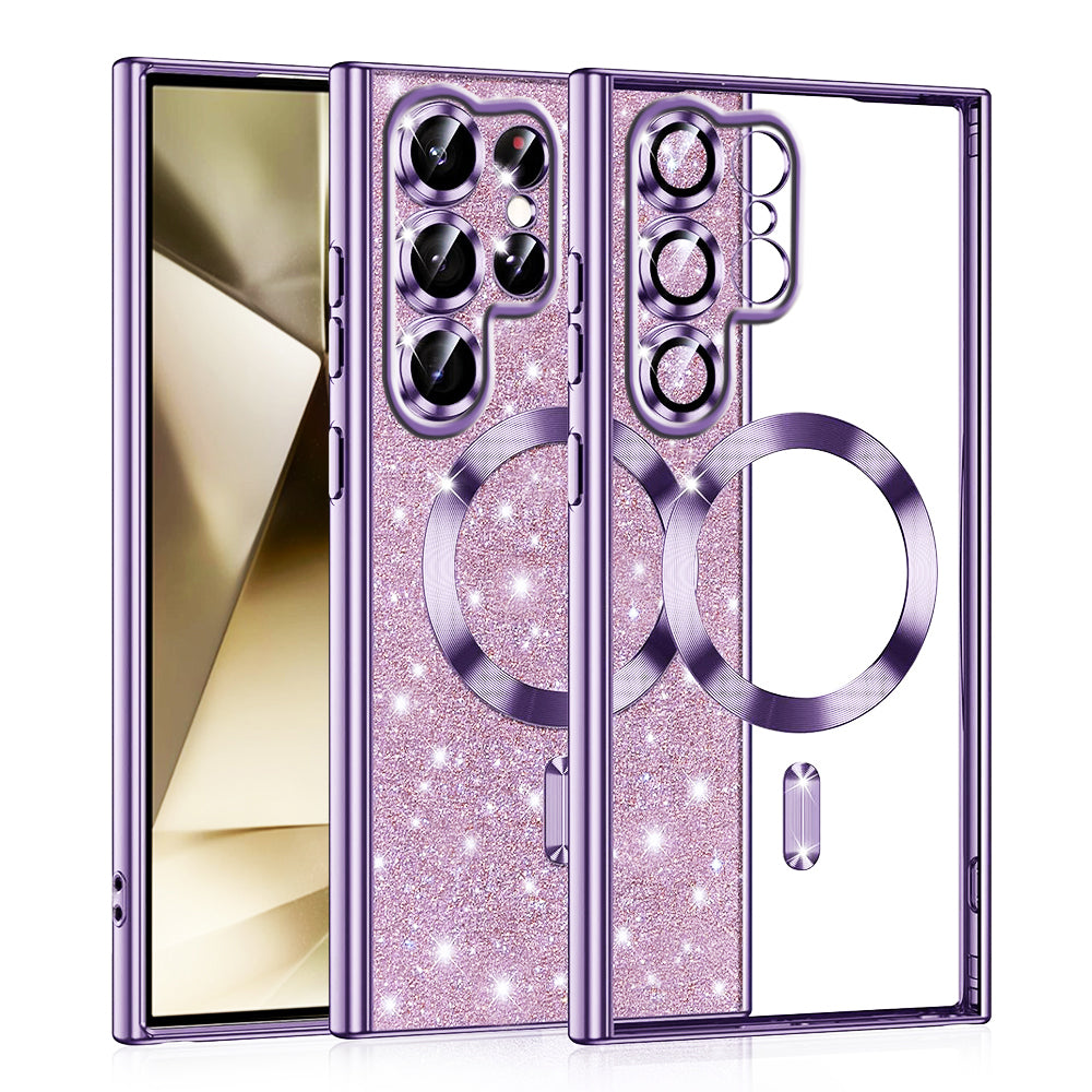 MagSafe-hoes voor Samsung Galaxy S22 Ultra 5G S908, Techsuit, Luxury Glitter, Lichtpaars