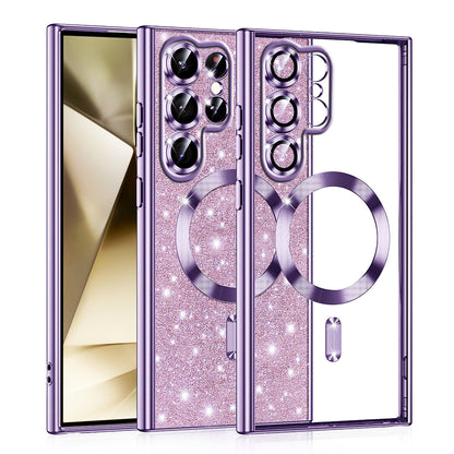 MagSafe-hoes voor Samsung Galaxy S22 Ultra 5G S908, Techsuit, Luxury Glitter, Lichtpaars
