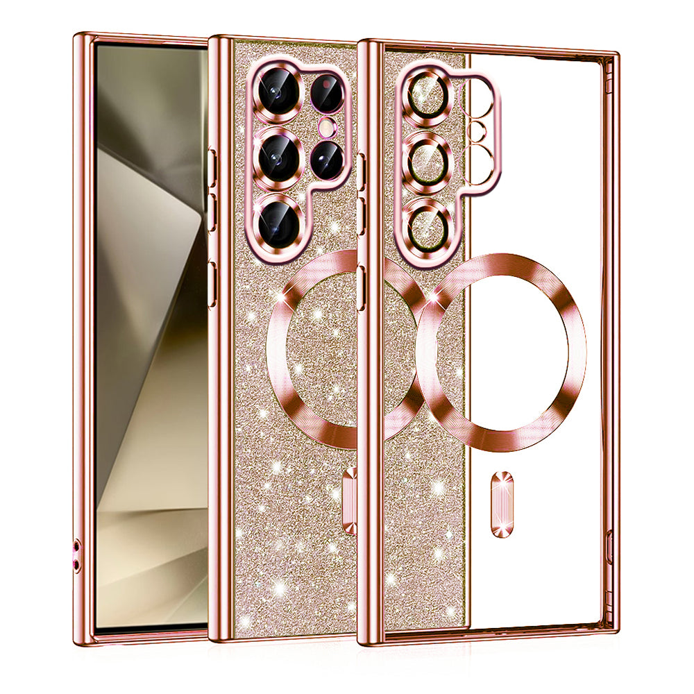 MagSafe-Hülle für Samsung Galaxy S22 Ultra 5G S908, Techsuit, Luxury Glitter, Roségold