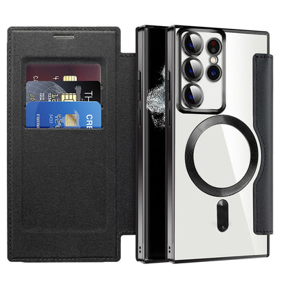 Coque MagSafe pour Samsung Galaxy S22 Ultra 5G S908, Techsuit, SmartMag Book, Noire