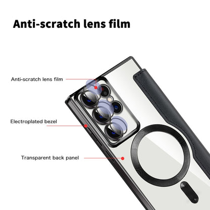 Coque MagSafe pour Samsung Galaxy S22 Ultra 5G S908, Techsuit, SmartMag Book, Noire
