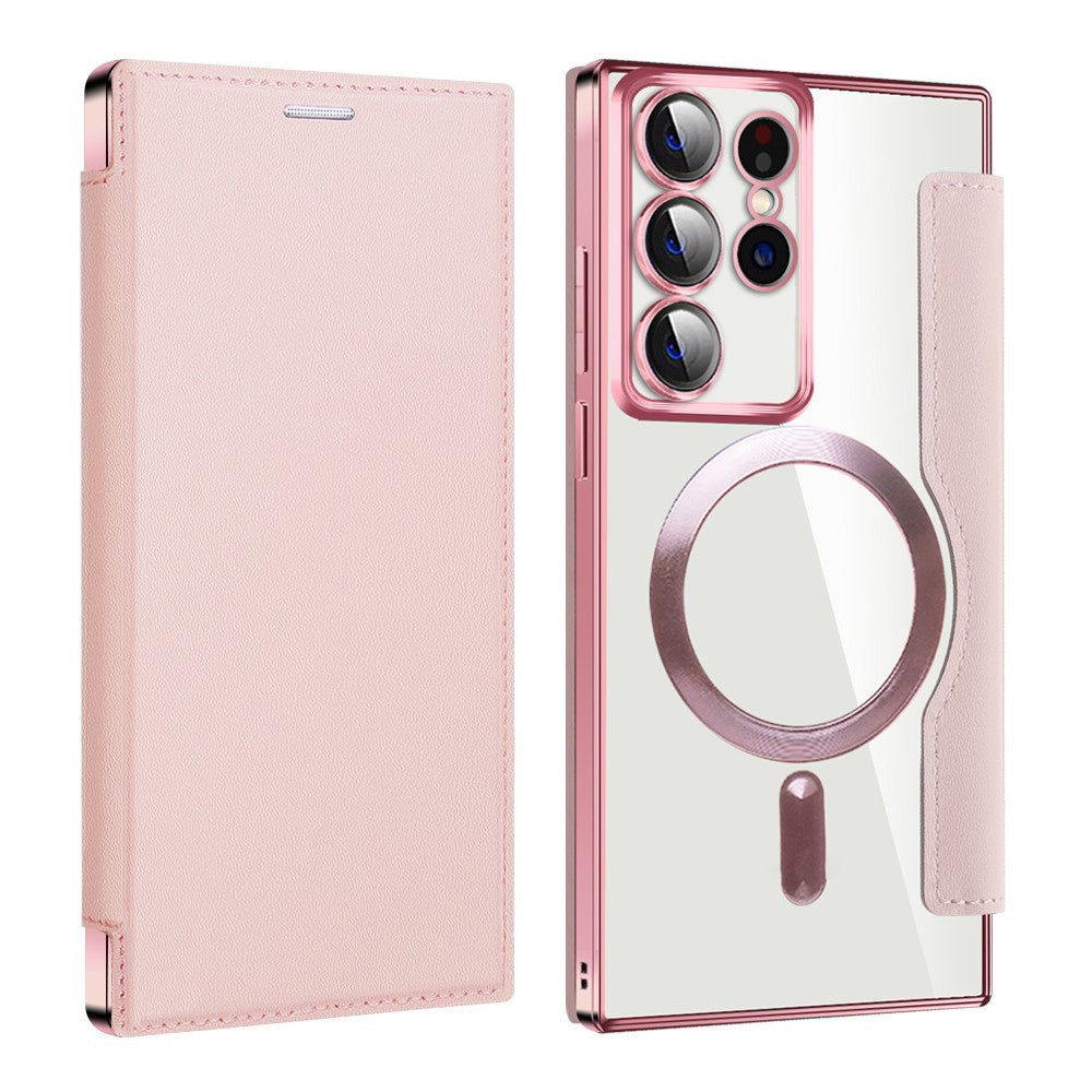 Coque MagSafe pour Samsung Galaxy S22 Ultra 5G S908, Techsuit, SmartMag Book, Rose