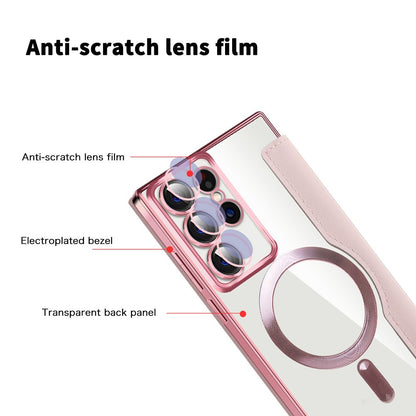 Coque MagSafe pour Samsung Galaxy S22 Ultra 5G S908, Techsuit, SmartMag Book, Rose